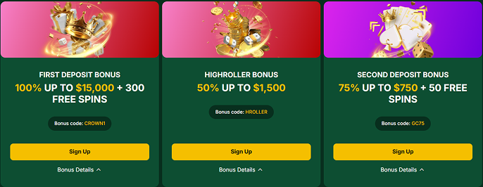 Golden Crown casino bonus